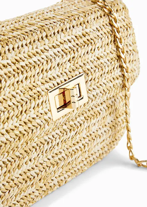 Skulderveske i str&aring;look med glittertr&aring;der, bonprix