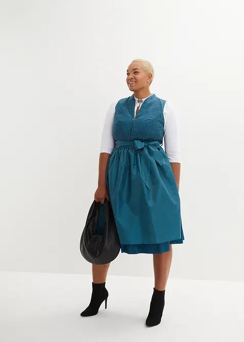 Dirndl med jacquardm&oslash;nster og forkle, i midi-lengde (2-delt sett), bonprix