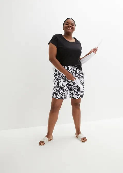 Vid shorts i viskose med h&oslash;y midje og komfortlinning, bonprix