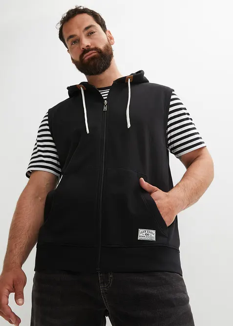 Sweatvest med hette i myk bomullsmiks, bonprix