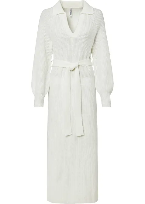 Strikkekjole med belte (2-delt sett), bonprix