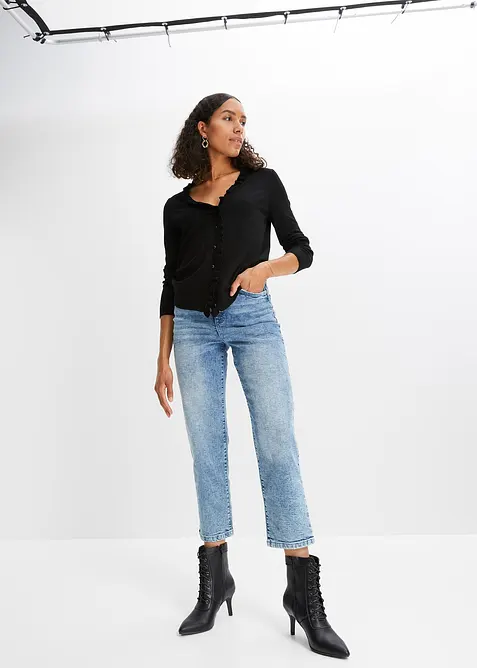 Finstrikket jakke av lett viskosemiks, bonprix