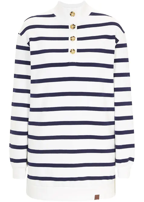 Lang sweatshirt med troyer-krage, bonprix