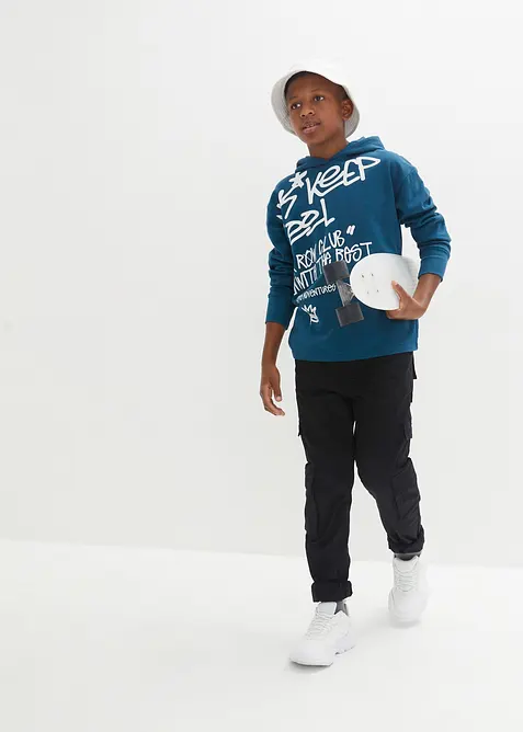 Hettegenser i 100% &oslash;kologisk bomull med grafitti-skrift, bonprix