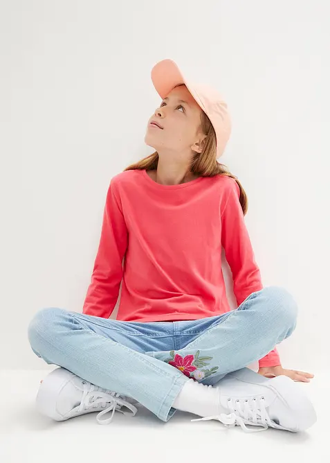 Langermet topp i 100% bomull (3-pack), bonprix