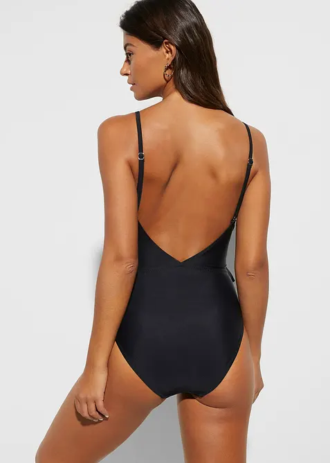 Badedrakt med cut out og volanger, bonprix