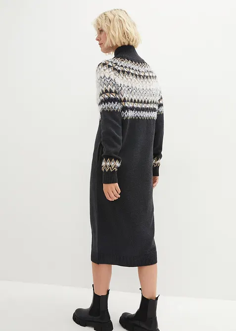 Strikket kjole med koftemønster, bonprix