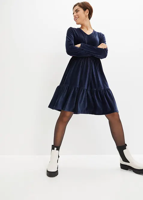 Minikjole i elastisk fløyel, bonprix