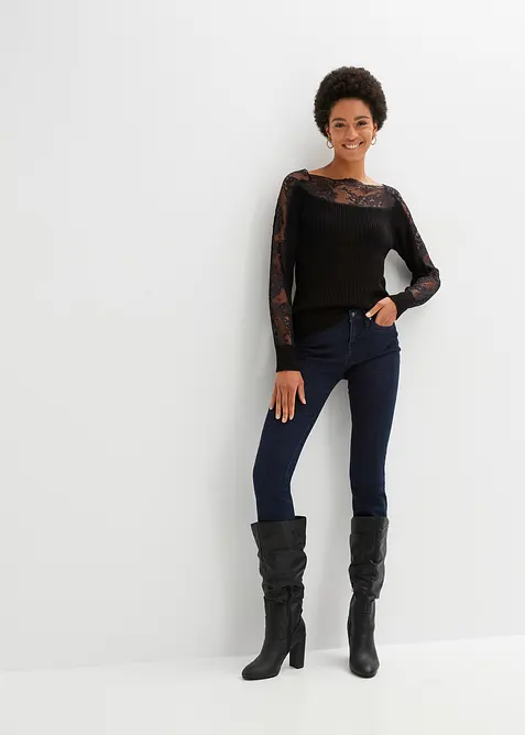 Genser med blonde, bonprix