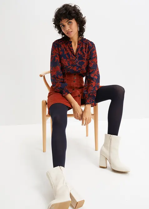 Chiffonbluse med vaflede detaljer, bonprix