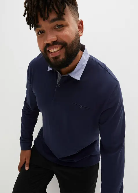 Pik&eacute;-poloskjorte, langermet, av 100% bomull, bonprix