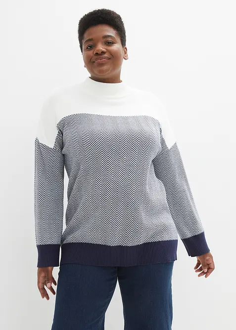 Lang, strikket genser, bonprix