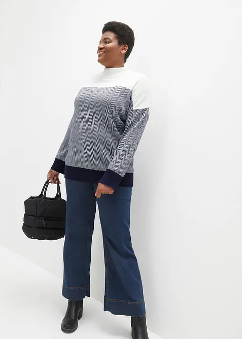 Lang, strikket genser, bonprix