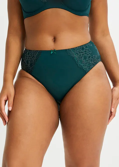 Høy truse med nydelige blonder (2-pack), bonprix