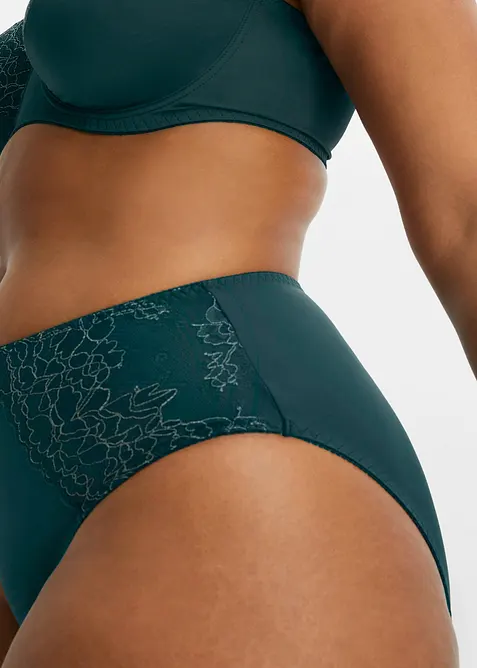 Høy truse med nydelige blonder (2-pack), bonprix