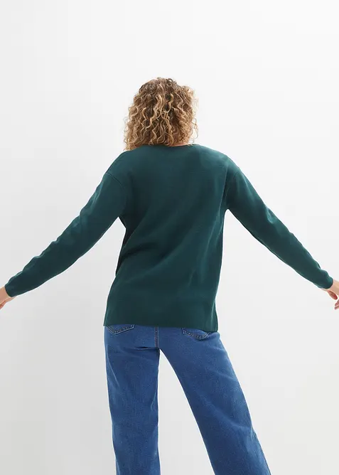 Milano Rib-genser med V-hals, bonprix