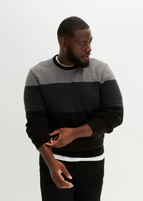 Genser med rund hals og colorblocking, bonprix