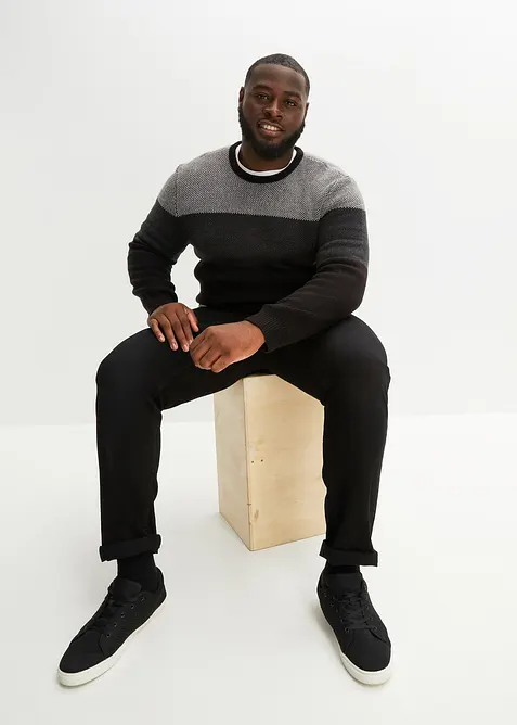 Genser med rund hals og colorblocking, bonprix