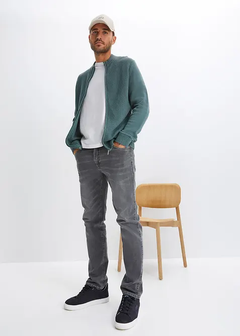 Finstrikket cardigan i 100% bomull, bonprix