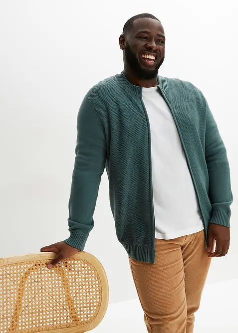 Finstrikket cardigan i 100% bomull, bonprix