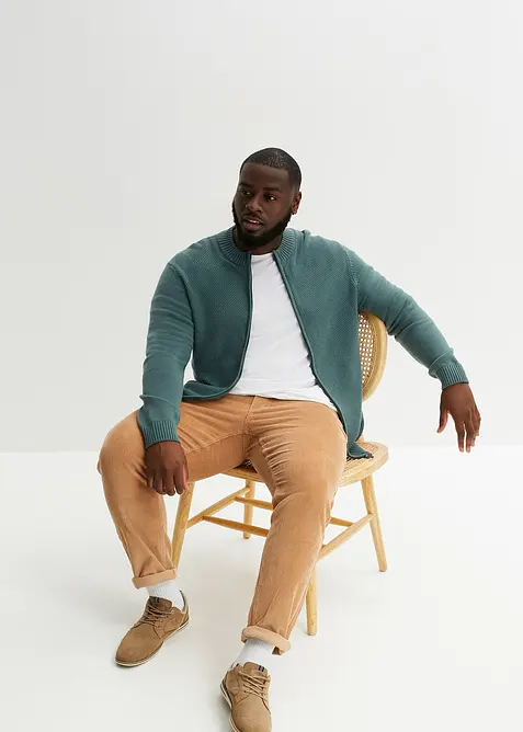 Finstrikket cardigan i 100% bomull, bonprix