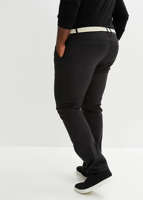 Regular Fit chinos med stretchlinning og belte, Straight, bonprix