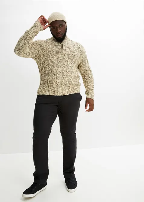 Regular Fit chinos med stretchlinning og belte, Straight, bonprix