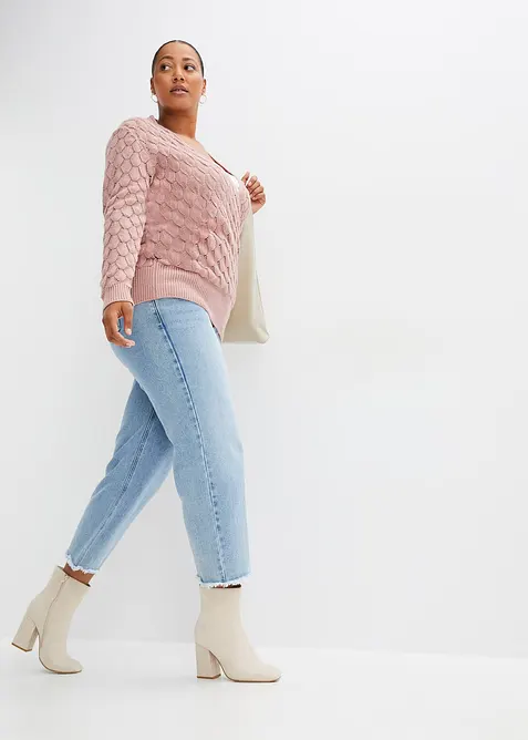 Genser med hullm&oslash;nster, med fast omslag, bonprix