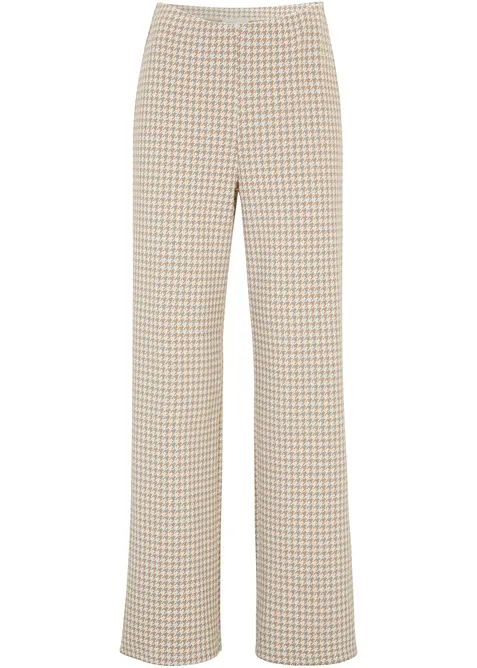 Stretchbukse med Houndstooth-mønster, Wide leg, bonprix