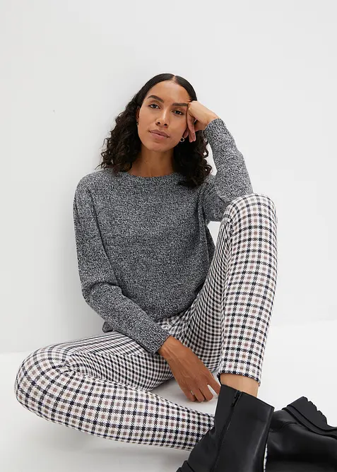 Strikket genser i melert garn med rund hals, bonprix