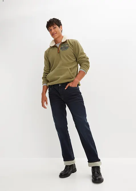 Relaxed Fit-jeans i varmende denim med stretch og komfortlinning, Straight, bonprix