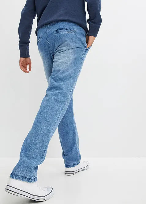 Regular Fit-pull on-jeans med flanellf&ocirc;r, Straight, bonprix