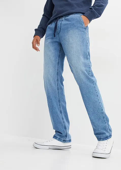 Regular Fit-pull on-jeans med flanellf&ocirc;r, Straight, bonprix