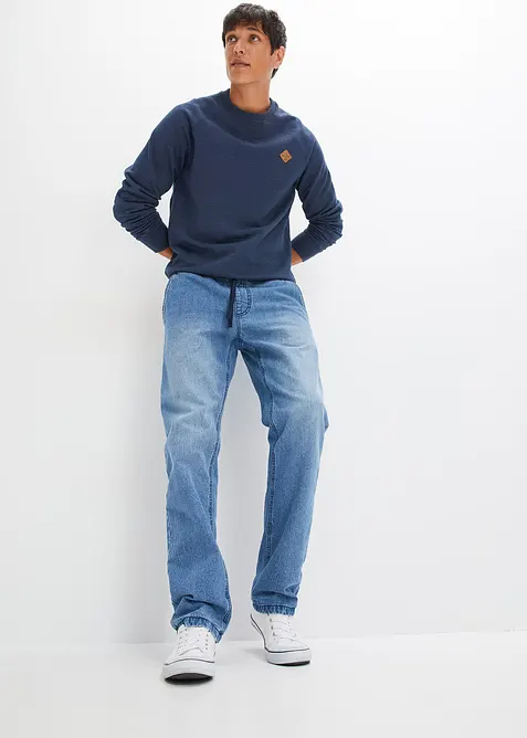 Regular Fit-pull on-jeans med flanellf&ocirc;r, Straight, bonprix