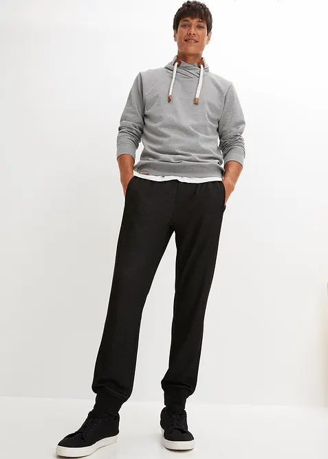 Sweatshirt med sjalskrage og detaljer i imitert skinn, bonprix