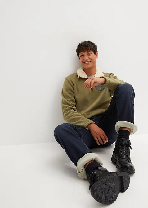 Relaxed Fit-jeans i varmende denim med stretch og komfortlinning, Straight, bonprix