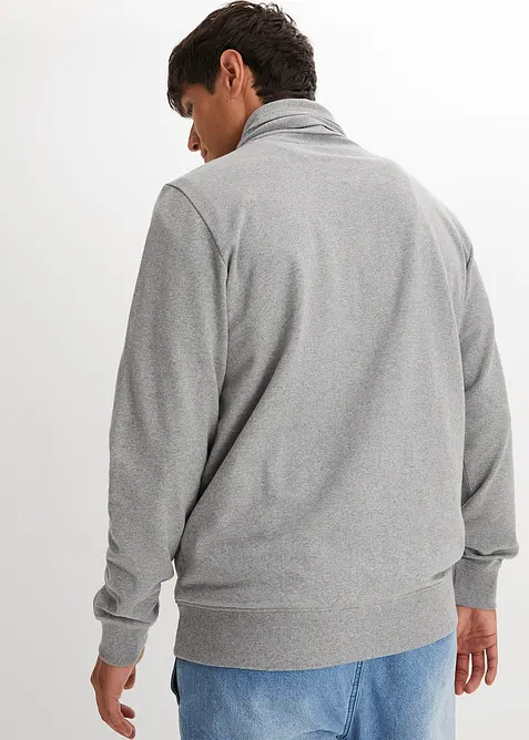 Sweatshirt med sjalskrage og detaljer i imitert skinn, bonprix