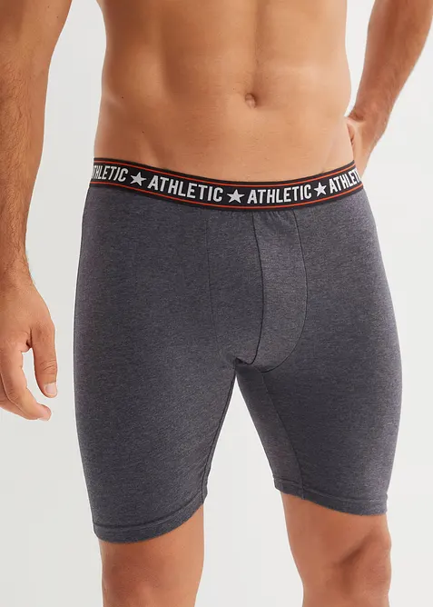 Boxershorts av bomull i ettersittende modell med lange ben (2-pack), bonprix