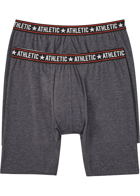 Boxershorts av bomull i ettersittende modell med lange ben (2-pack), bonprix