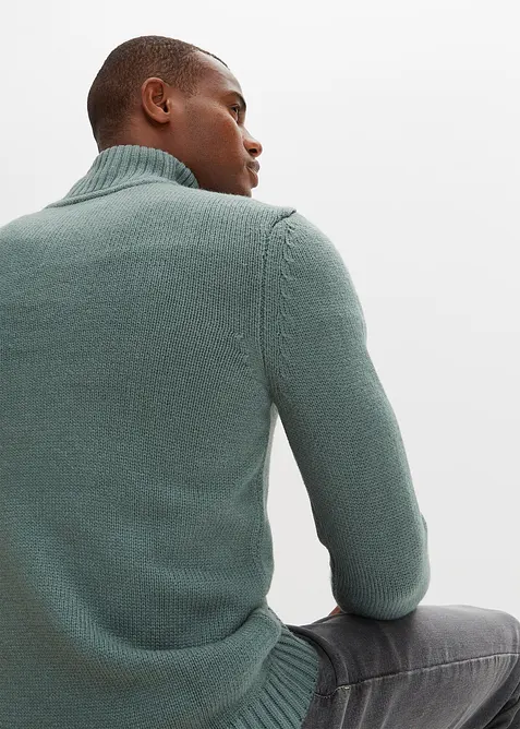 Grovstrikket troyer-genser med flettemønster, bonprix