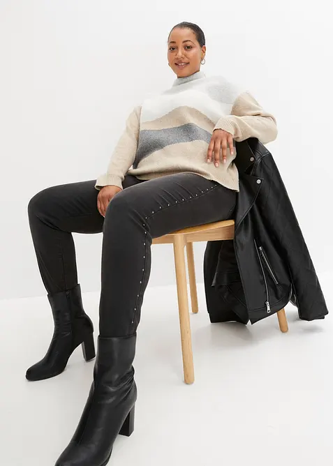 Strikket genser med ballongermer, bonprix