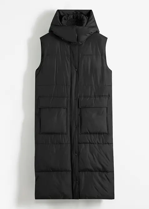 Vattert vest av resirkulert polyester, med avtagbar hette, bonprix