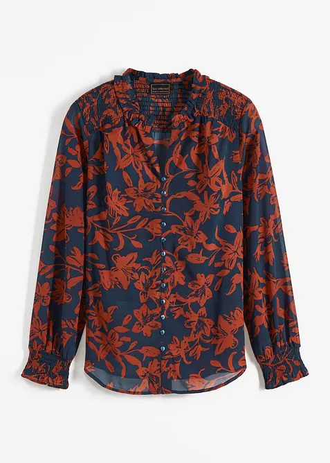 Chiffonbluse med vaflede detaljer, bonprix