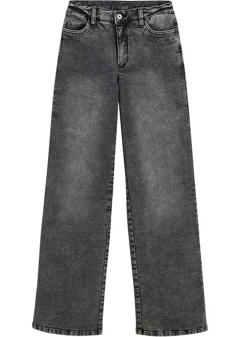 Wide Leg-jeans, High Waist med naglebesetning, bonprix