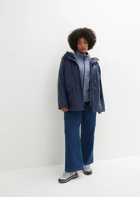 Regnjakke med teddyf&ocirc;r, av vanntett materiale, bonprix