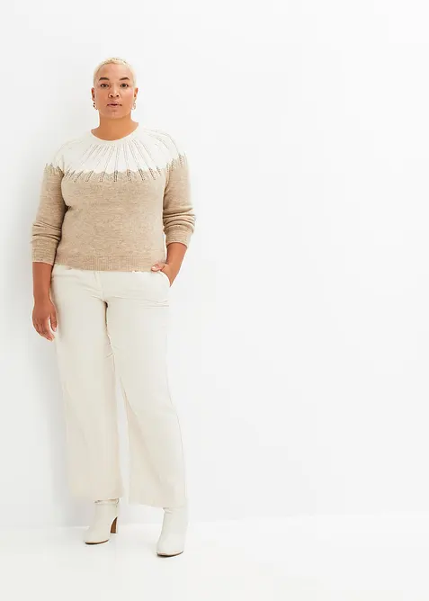 Strikkegenser med hullm&oslash;nster, bonprix