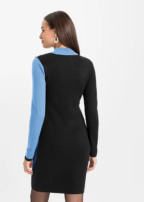 Strikket kjole med moteriktig, stripete jacquardmønster, bonprix