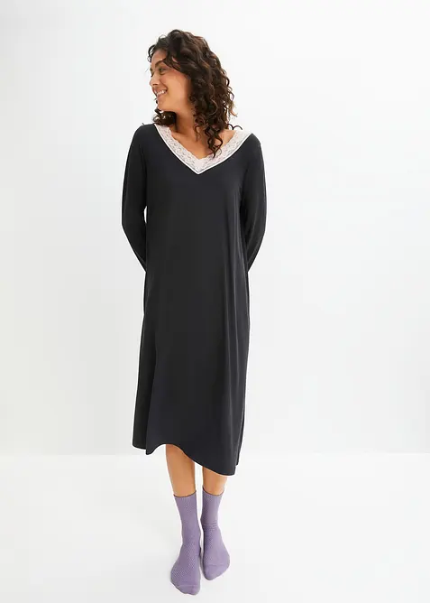 Lang nattkjole i myk viskosemiks, bonprix