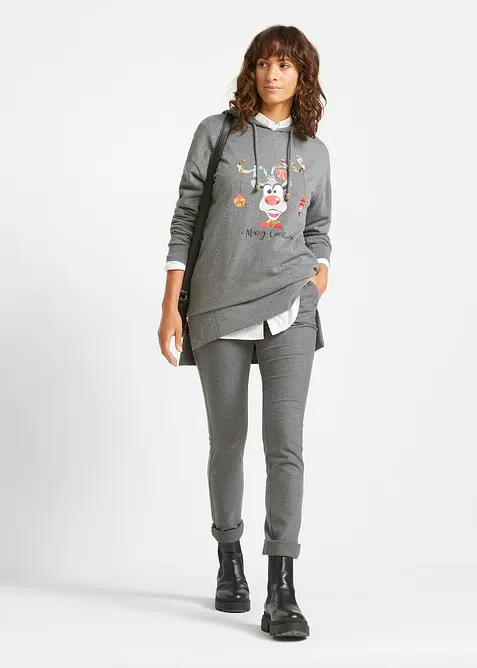 Lang hettegenser med sidesplitter, bonprix