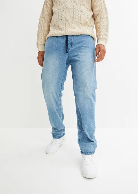Regular Fit-pull on-jeans med flanellf&ocirc;r, Straight, bonprix